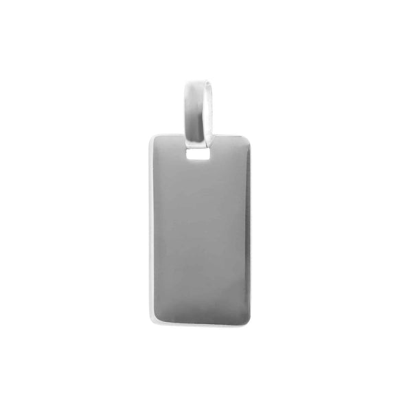 18k White Gold Medallion Military Dog Tag Rectangular 