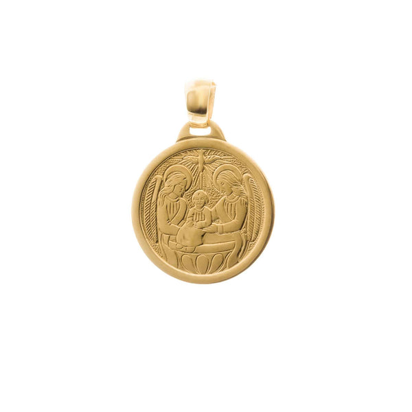 18k Yellow Gold Baptism Rounded Pendant