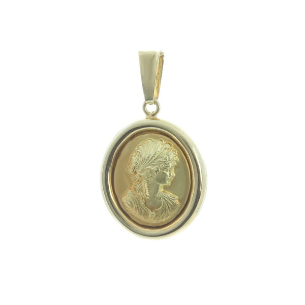 18k Yellow Gold Oval Cameo Pendant