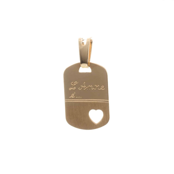 18k Yellow Gold Medallion L Amore E’ Pendant