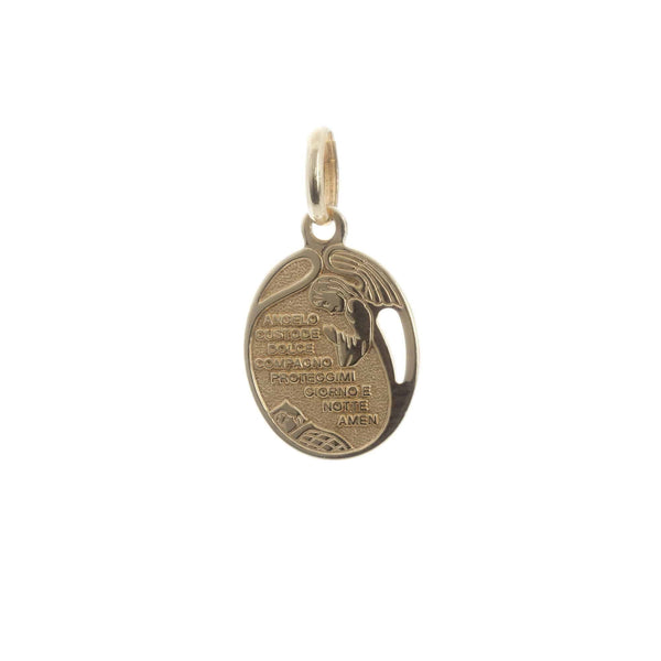 18k Yellow Gold Oval Prayer Medallion Praying Pendant