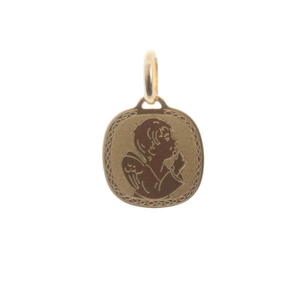 18k Yellow Gold Medallion Angel Pendant