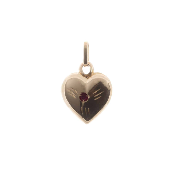 18k Yellow Gold Puffed Heart Stylish Pendant