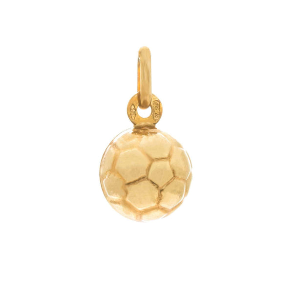 18k Yellow Gold Puffed Italian Soccer Balls Pendant