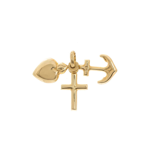 Yellow Gold Faith Hope Charity Pendant