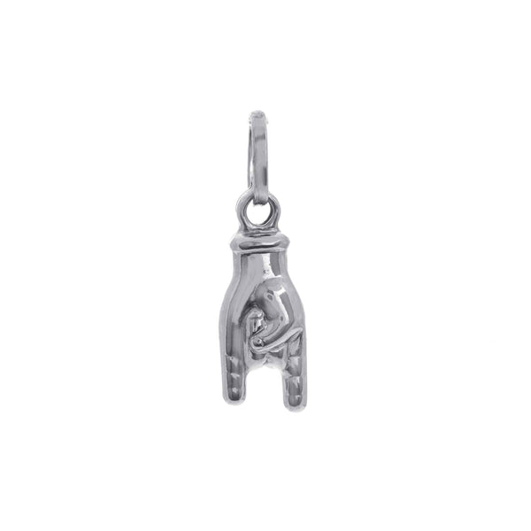 18k White Gold Hand Italy Charm Pendant