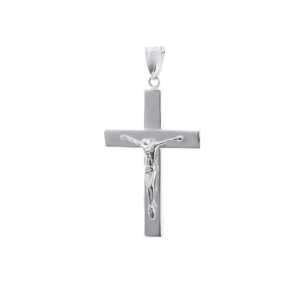 10k White Gold Cross Box Style Pendant