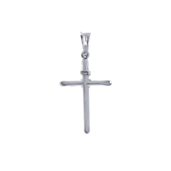 14k White Gold Simple Cross Charm Pendant