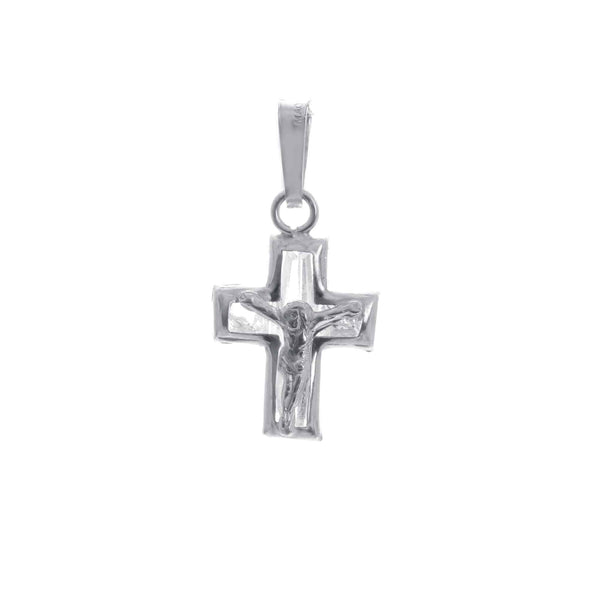 14k White Gold Cross Cubic Two side Pendant