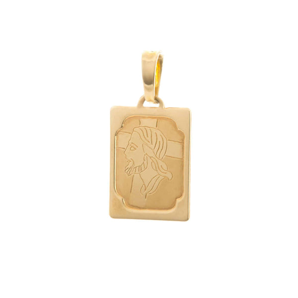 18k Yellow Gold Men’s Rectangular Jesus Medallion Pendant