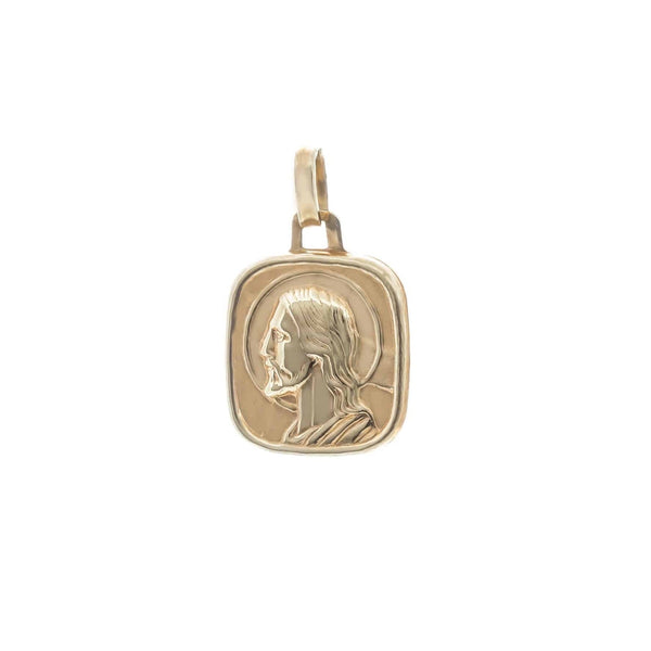 18k Yellow Gold Man’s Jesus Square Pendant