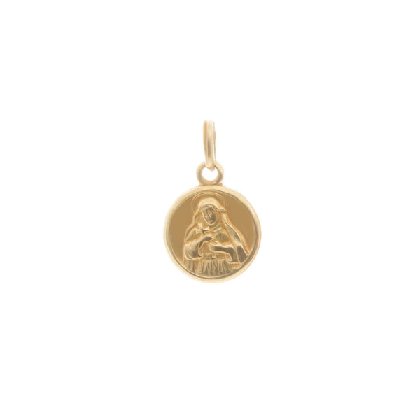 18k Yellow Gold Madonna Holding Cross Pendant