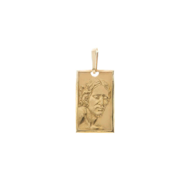 18k Yellow Gold Jesus Rectangular Pendant