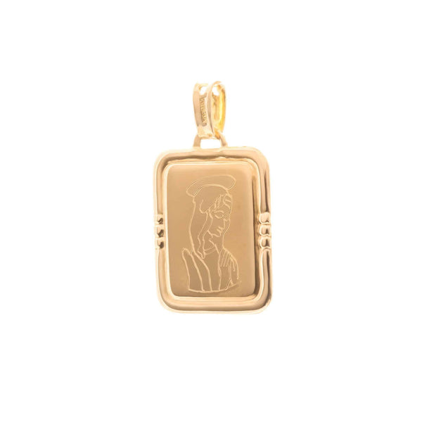 18k Yellow Gold Madonna Diamond Cut Pendant