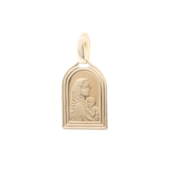 18k Yellow Gold Madonna Holding Baby Pendant