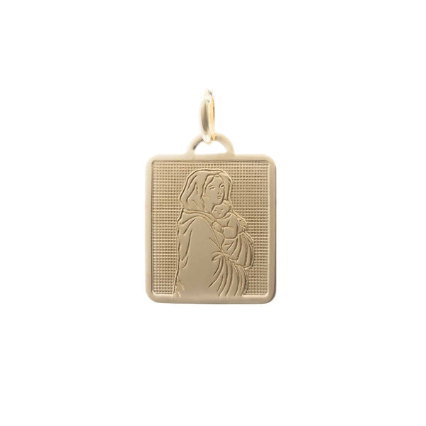 18k Yellow Gold Madonna Holding Baby Pendant