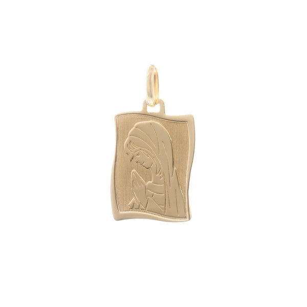 18k Yellow Gold Madonna Praying Hands Pendant