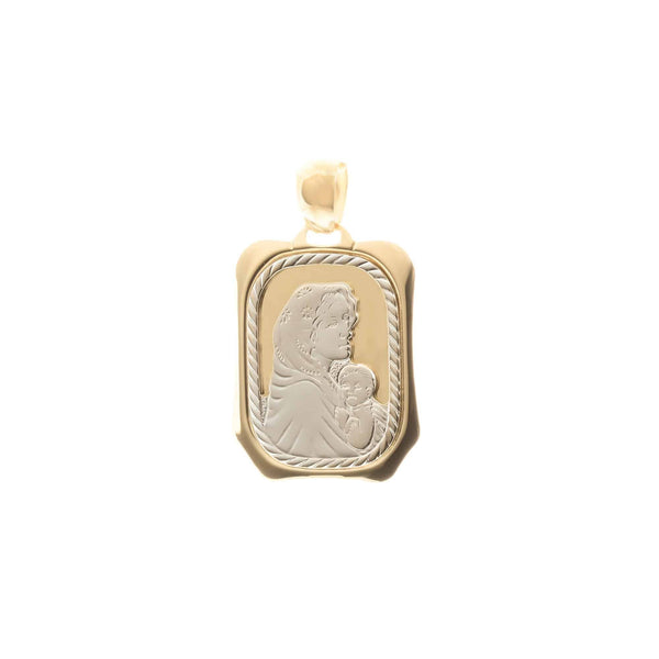 18k T-tone Two Tone Madonna Holding Child Pendant