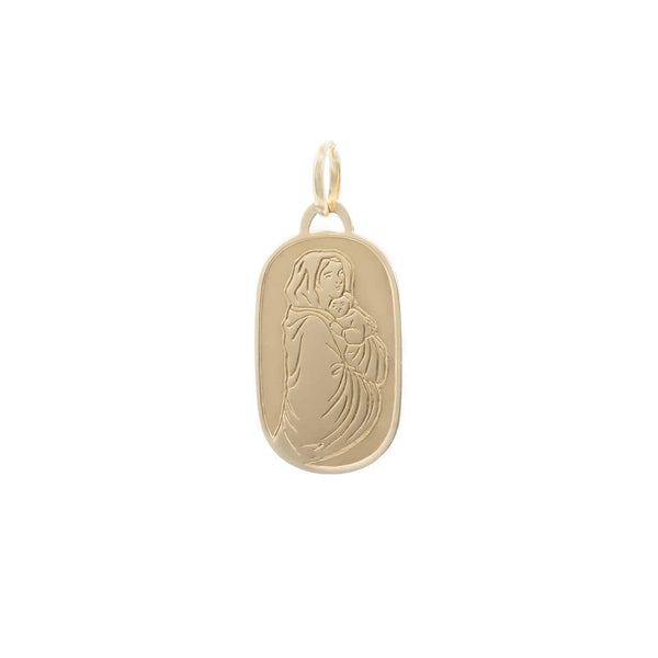 18k Yellow Gold Madonna Oval Shape Pendant