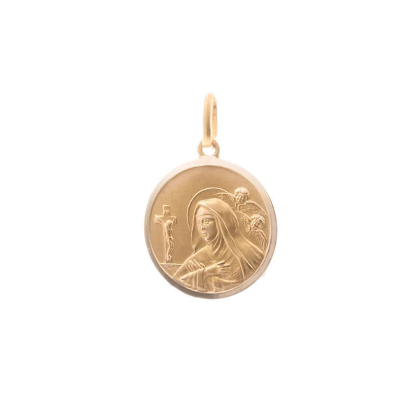 18k Yellow Gold Madonna Round Pendant