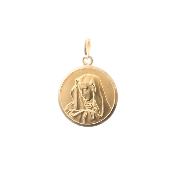 18k Yellow Gold Madonna Round Shape Pendant