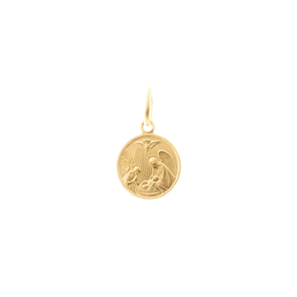 18k Yellow Gold Baptismal Round Pendant