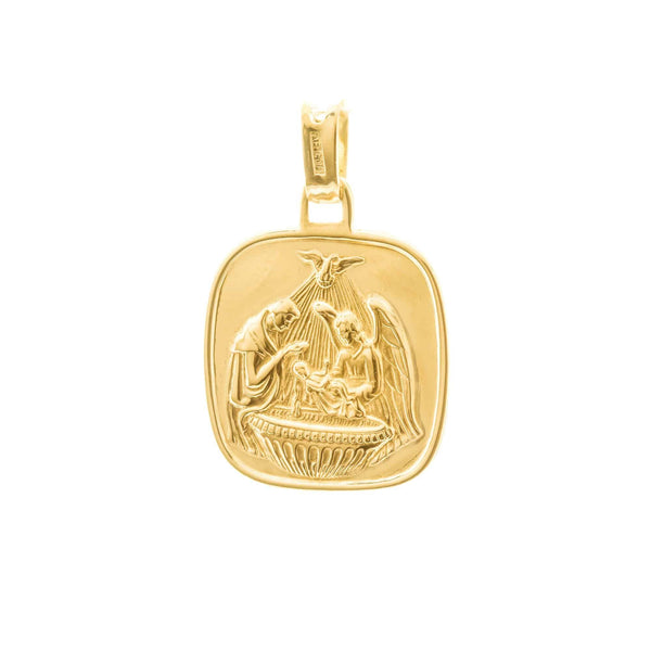 18k Yellow Gold Baptismal Engraved Pendant