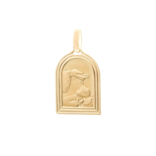 18k Yellow Gold Baptismal Hollow Pendant