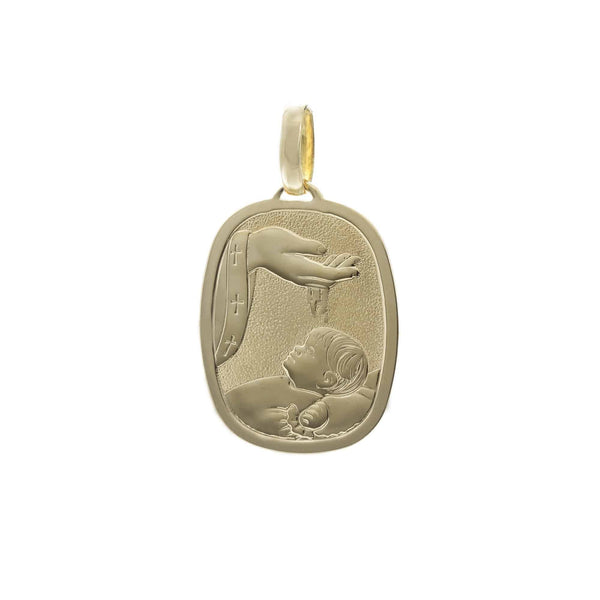 18k Yellow Gold Medallion Baptismal Pendant