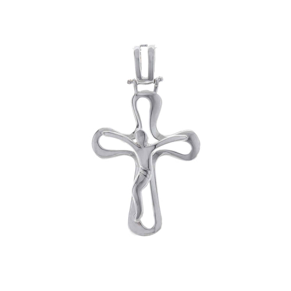 18k White Gold Cross High Polish Pendant