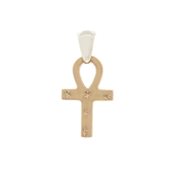 18k T-tone Gold Cross Pendant