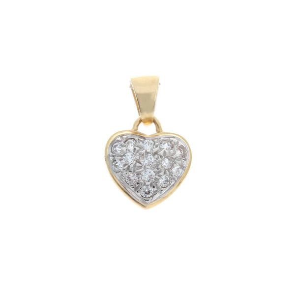 18k T-tone Gold Heart Cubic Italy Pendant