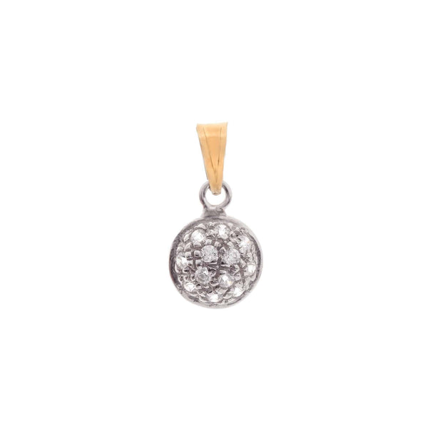 18k T-tone Round Cubic Drop Pendant