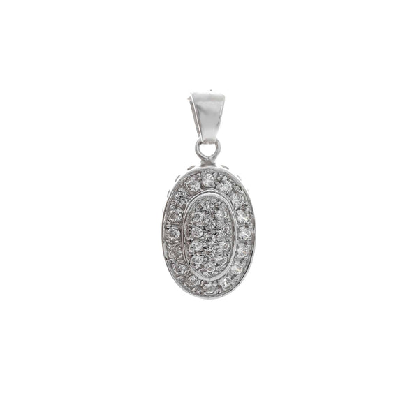 18k White Gold Cubic Oval Drop Pendant