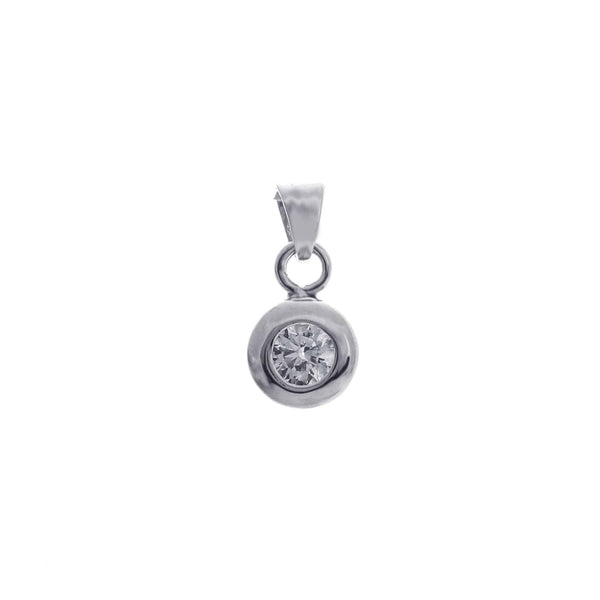 18k White Gold Bezel Cubic Drop Pendant