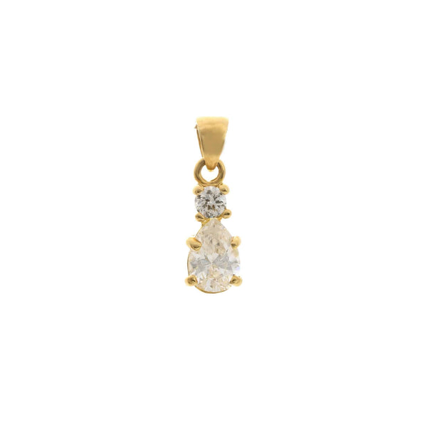 18k Yellow Gold Princess & Pear Drop Pendant