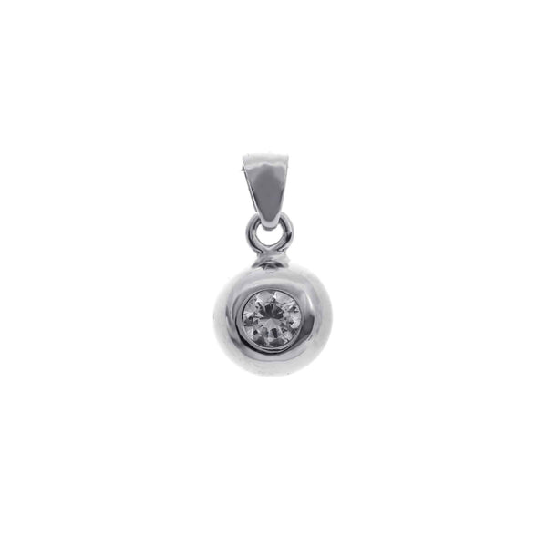 18k White Gold Bezel Cubic Drop Pendant