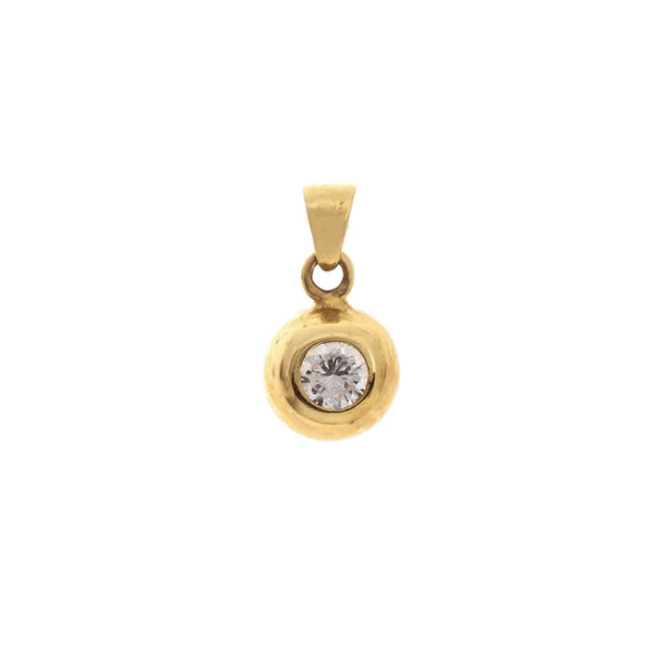 18k Yellow Gold Bezel Cubic Drop Pendant