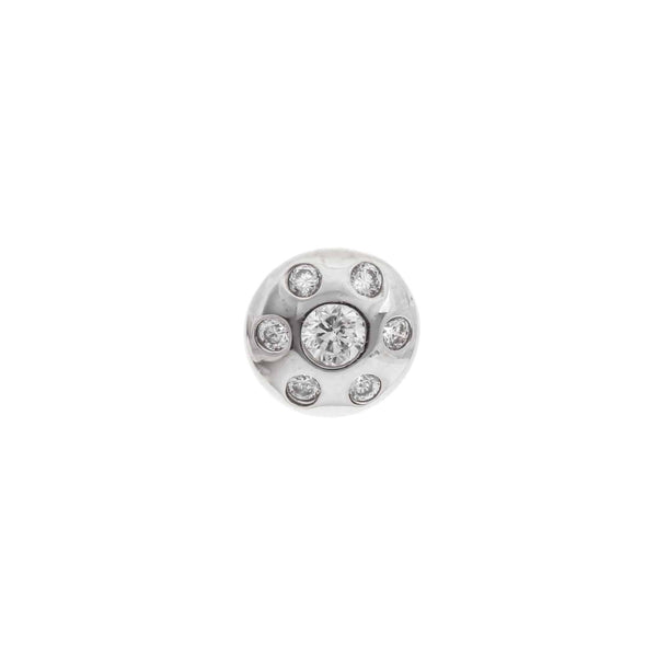 18k White Gold Round Bead Set Slider Pendant