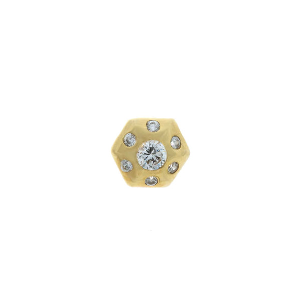 18k Yellow Gold Octagon Flush Set Cubic Slide Pendant