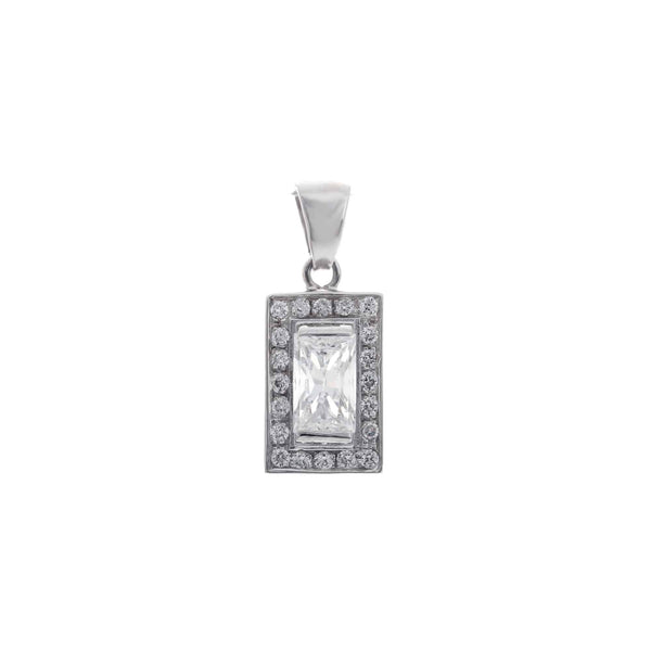 18k White Gold Rectangal Cubic Pendant