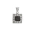 18k White Gold Square Cubic & Blue Sapphire Pendant