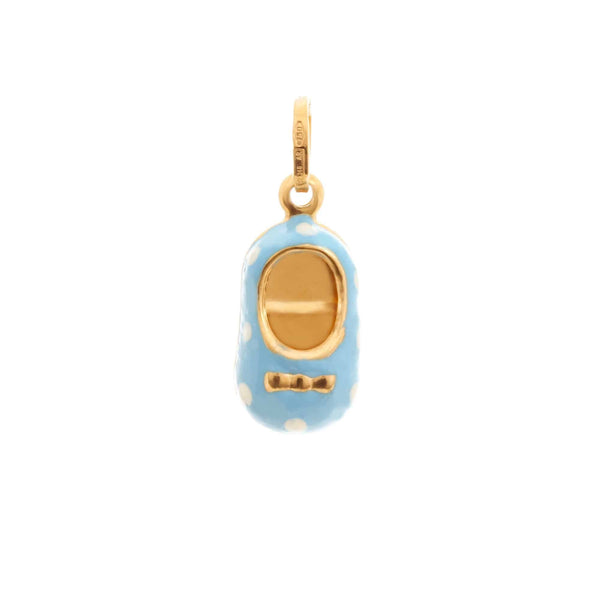 18k Yellow Gold Blue Enamel Shoe Italy Pendant