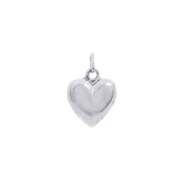 18k White Gold Puffed Heart Italy Pendant