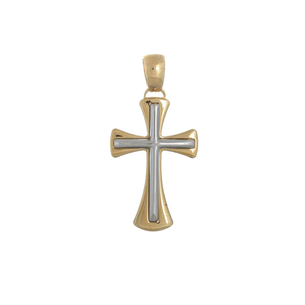 18k T-tone High Polish Cross Pendant