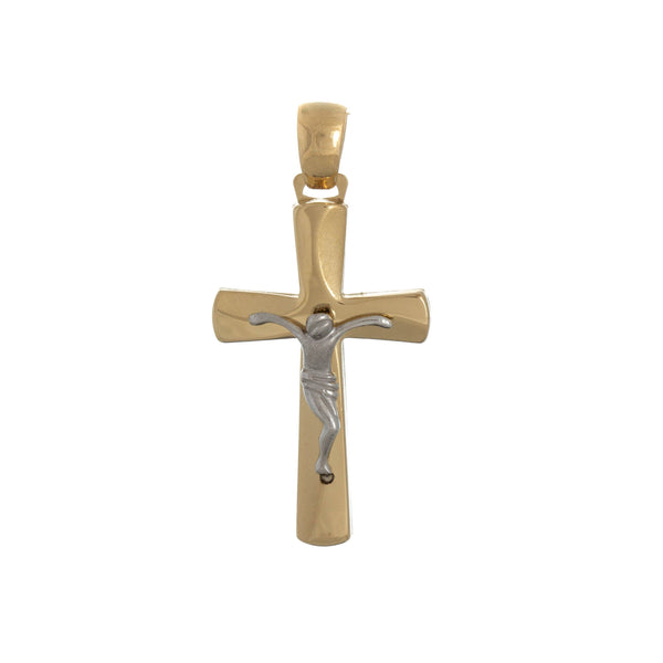 18k T-tone Fancy Cross Imported Italy Pendant