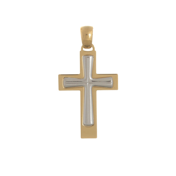 18k T-tone Fancy Cross Imported Italy Pendant