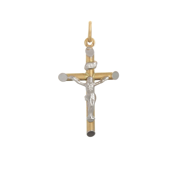 18k T-tone Fancy Cross Pendant