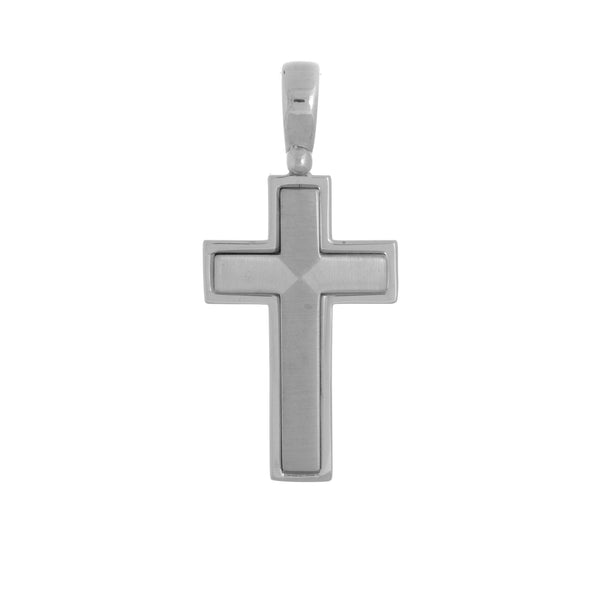 18k White Gold Solid Designer Cross Pendant