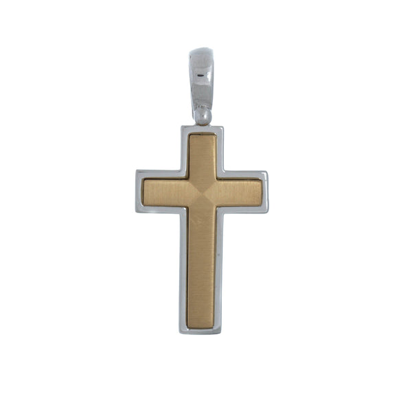 18k T-tone Designer Cross Pendant